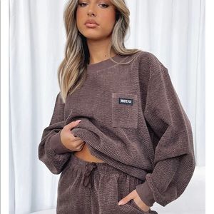 WhiteFox Corduroy Brown Oversized Crewneck
